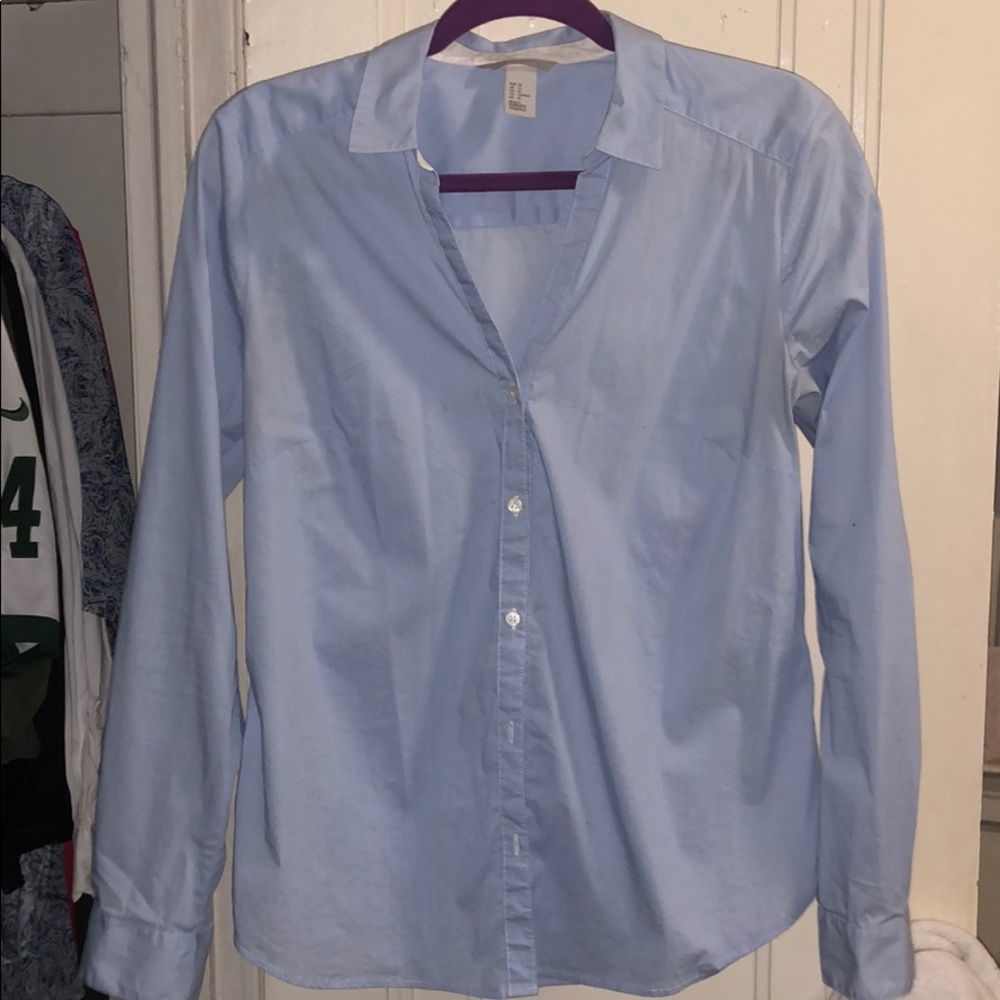 H&M BUTTON DOWN (BLUE W WHITE CUFFS)